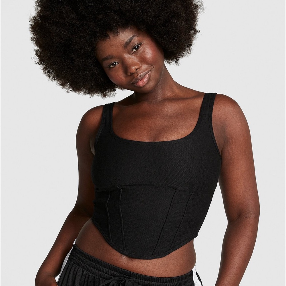 Black Corset-Style Tank Top